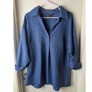 NYCC Blouse 3/4 sleeve 1/4 button up Women's Size 1X